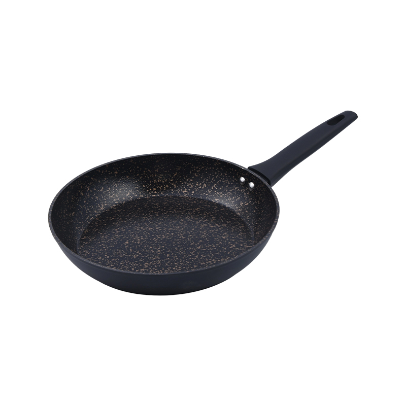 Forged Aluminum Fry Pan with Black Gold Marble Ceramic coating