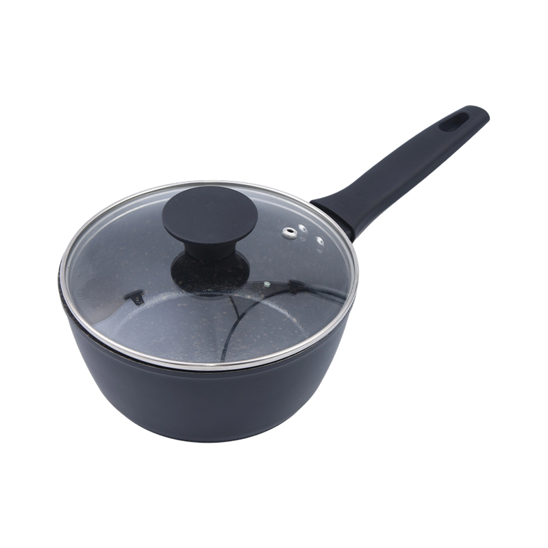 Forged Aluminum Sauce Pan with Black Gold Marble Ceramic coating